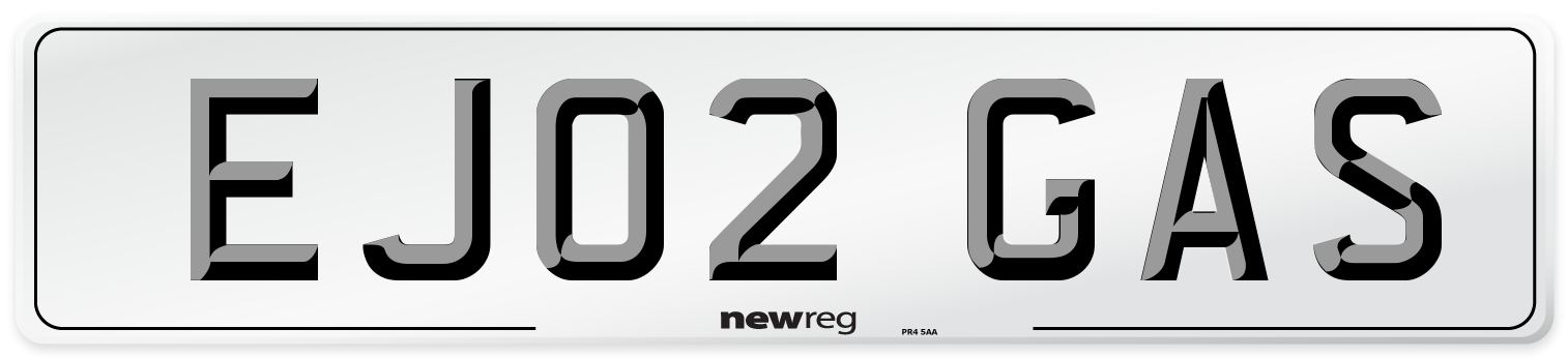 EJ02 GAS Number Plate from New Reg